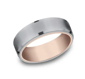 Two-Toned Beveled Edge Wedding Ring 6.5mm image, 