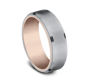 Two-Toned Beveled Edge Wedding Ring 6.5mm image, 