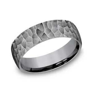 Hammered Grey Tantalum Wedding Ring 6.5mm image, 