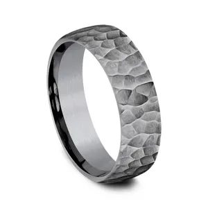 Hammered Grey Tantalum Wedding Ring 6.5mm image, 