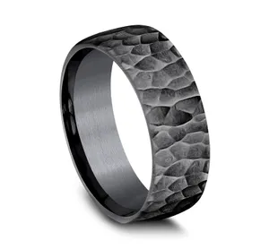 Hammered Black Tantalum Wedding Ring 8mm image, 