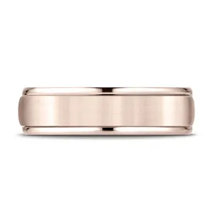 Satin Finish with Grooved Edges Wedding Ring 6mm image, Satin Finish with Grooved Edges Wedding Ring 6mm