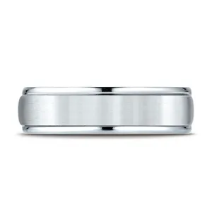 Satin Finish with Grooved Edges Wedding Ring 6mm image, 