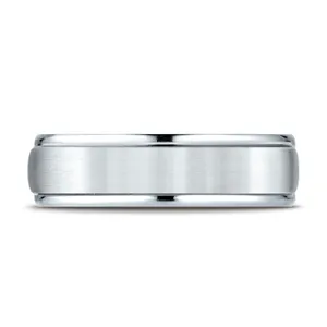 Satin Finish with Grooved Edges Wedding Ring 6mm image, 