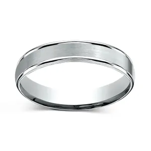 Satin Finish with Grooved Edges Wedding Ring 6mm image, 