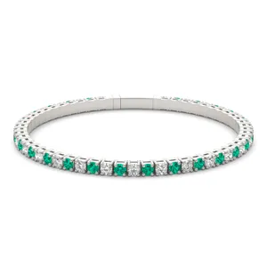 Emerald Flexible Eternity Bangle Bracelet image, 