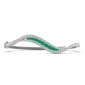 Emerald Accented Feather Bangle Bracelet image, 