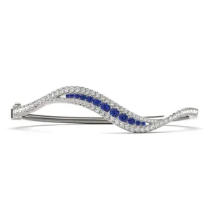 Sapphire Accented Feather Bangle Bracelet image, 