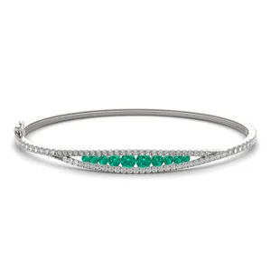 Bordered Emerald Bangle Bracelet image, 