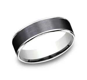 Black Satin Eclipse Wedding Ring image, 