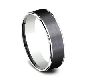 Black Satin Eclipse Wedding Ring image, 