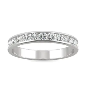 0.64 CTW DEW Round Moissanite Channel Band in 14K White Gold image, 