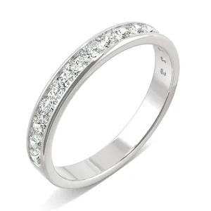 0.64 CTW DEW Round Moissanite Channel Band in 14K White Gold image, 