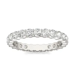 1.68 CTW DEW Round Moissanite Eternity Band in 14K White Gold image, 