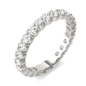 1.68 CTW DEW Round Moissanite Eternity Band in 14K White Gold image, 