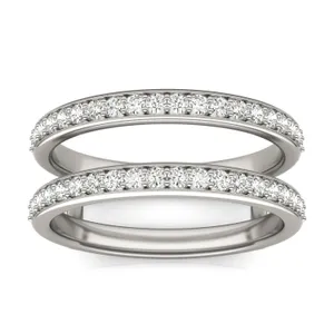 0.57 CTW DEW Round Moissanite Classic Jacket Ring in 14K White Gold image, 