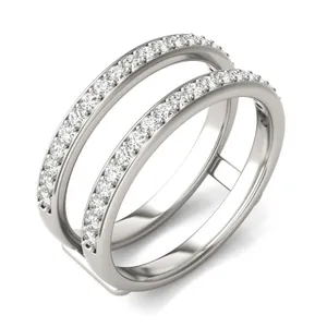 0.57 CTW DEW Round Moissanite Classic Jacket Ring in 14K White Gold image, 