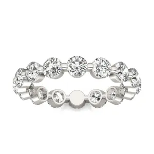 1.90 CTW DEW Round Moissanite Eternity Band in 14K White Gold image, 