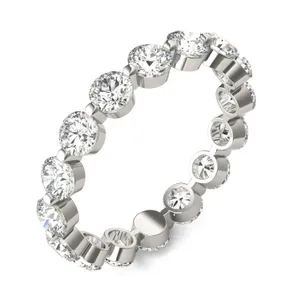 1.90 CTW DEW Round Moissanite Eternity Band in 14K White Gold image, 