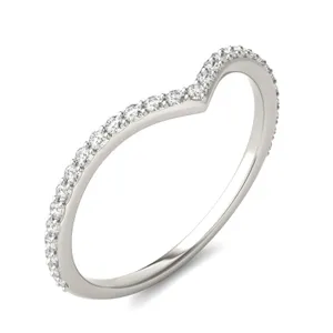 0.23 CTW DEW Round Forever One Moissanite Classic Curved Wedding Band in 14K White Gold image, 