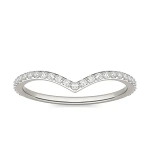 0.23 CTW DEW Round Forever One Moissanite Classic Curved Wedding Band in 14K White Gold image, 