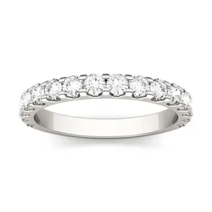 0.80 CTW DEW Round Moissanite Classic Anniversary Band in 14K White Gold image, 