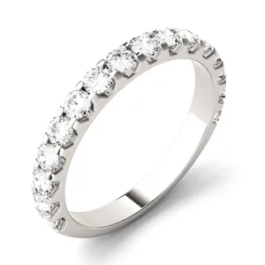 0.80 CTW DEW Round Moissanite Classic Anniversary Band in 14K White Gold image, 