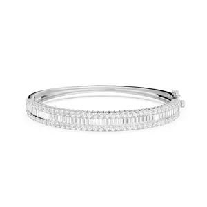 Baguette and Round Diamond Bangle Bracelet image, 