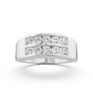 Round Double Row Channel Set Men's Band image, 