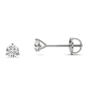 Round Brilliant Three-Prong Martini Screw-Back Stud image, 