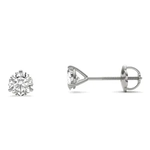 Round Brilliant Three-Prong Martini Screw-Back Stud image, 