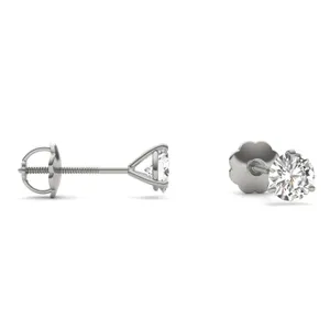 Round Brilliant Three-Prong Martini Screw-Back Stud image, 