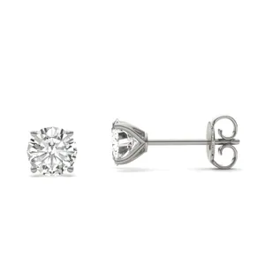 Round Hearts & Arrows Four-Prong Petal Stud image, 