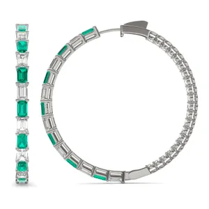 Dyad Alternating Emerald Hoop Earrings image, 