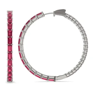 Dyad Alternating Ruby Hoop Earrings image, 