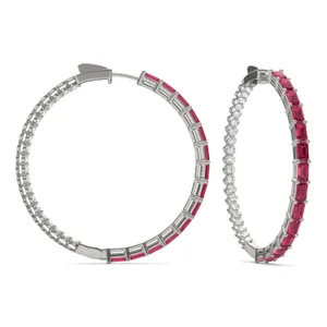 Dyad Alternating Ruby Hoop Earrings image, 