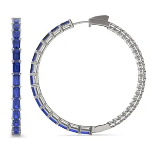 Dyad Alternating Sapphire Hoop Earrings image, 