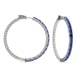 Dyad Alternating Sapphire Hoop Earrings image, 