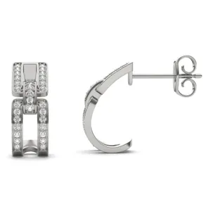 J-Hoop Chain Link Channel Earrings image, 