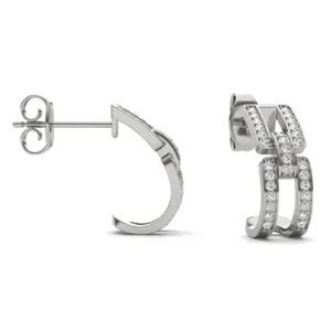 J-Hoop Chain Link Channel Earrings image, 