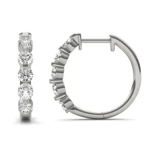 Single Shared Prong Hoop Earrings image, 