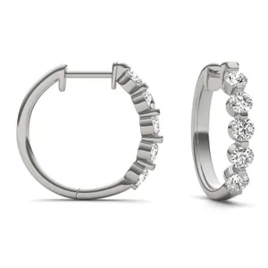 Single Shared Prong Hoop Earrings image, 