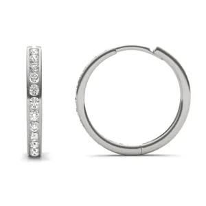 Channel Set Midi Hoop Earrings image, 