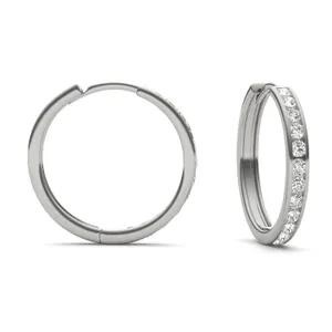 Channel Set Midi Hoop Earrings image, 