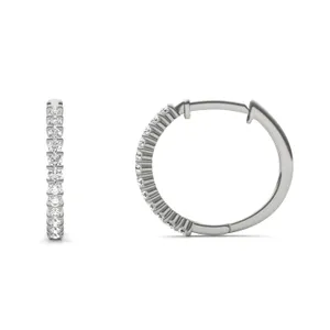 Classic Shared Prong Mini Hoop Earrings image, 