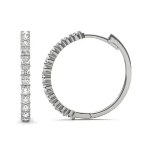 Classic Shared Prong Midi Hoop Earrings image, 