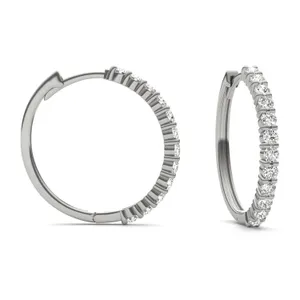 Classic Shared Prong Midi Hoop Earrings image, 