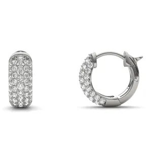 Pavé Domed Huggie Hoop Earrings image, 