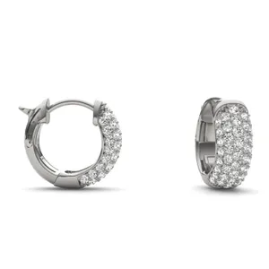 Pavé Domed Huggie Hoop Earrings image, 