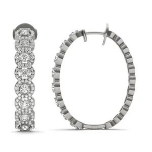 Round Brilliant Halo Hoop Earrings image, 